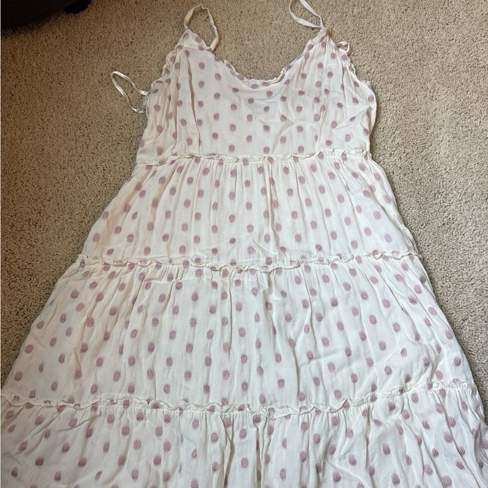 Polka Dot Mini Dress in White and Pink